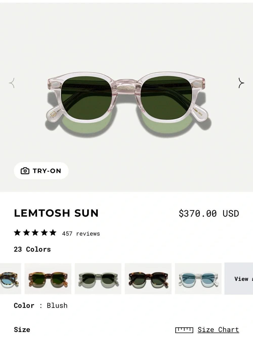 Moscot Sunglasses - Translucent Blush Frame with Gray Lenses